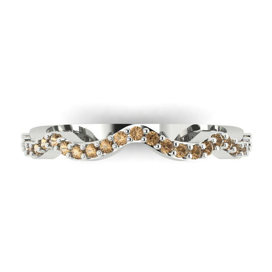 0.23 cttw Simulated Champagne Diamond Round Cut White Gold Eternity Wedding Band