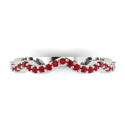 0.23 cttw Simulated Ruby Round Cut White Gold Eternity Wedding Band