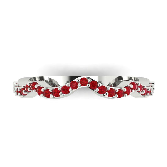 0.23 cttw Simulated Ruby Round Cut White Gold Eternity Wedding Band