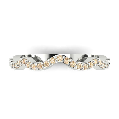 0.23 cttw Natural Morganite Round Cut White Gold Eternity Wedding Band