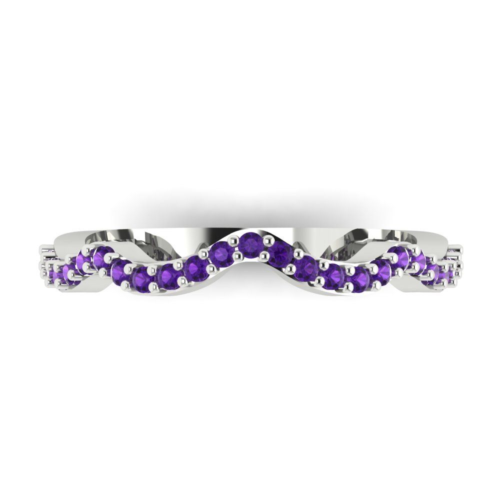 0.23 cttw Natural Amethyst Round Cut White Gold Eternity Wedding Band