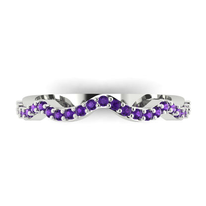 0.23 cttw Natural Amethyst Round Cut White Gold Eternity Wedding Band
