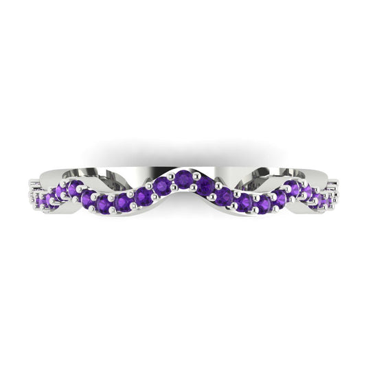 0.23 cttw Natural Amethyst Round Cut White Gold Eternity Wedding Band