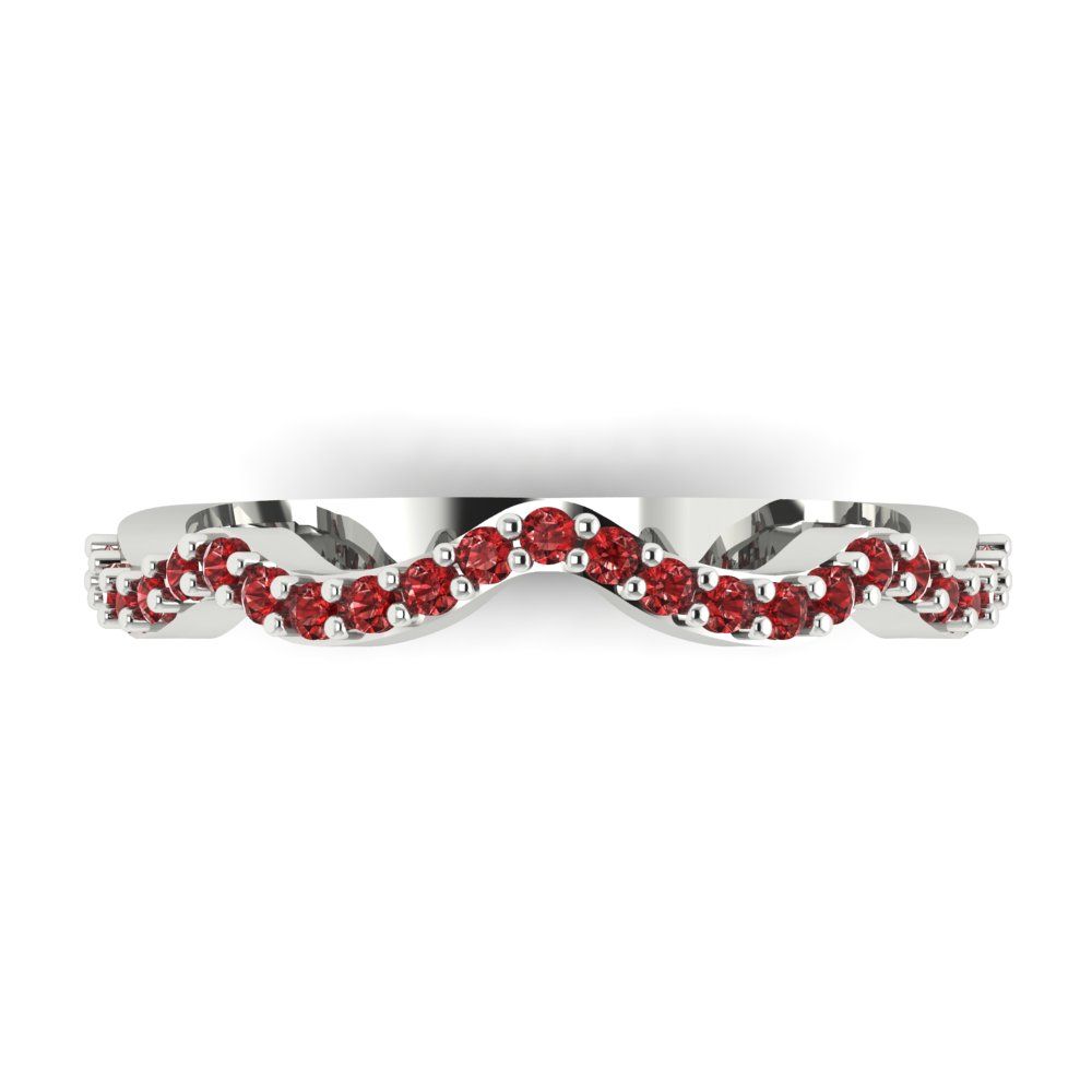 0.23 cttw Natural Garnet Round Cut White Gold Eternity Wedding Band