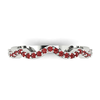 0.23 cttw Natural Garnet Round Cut White Gold Eternity Wedding Band