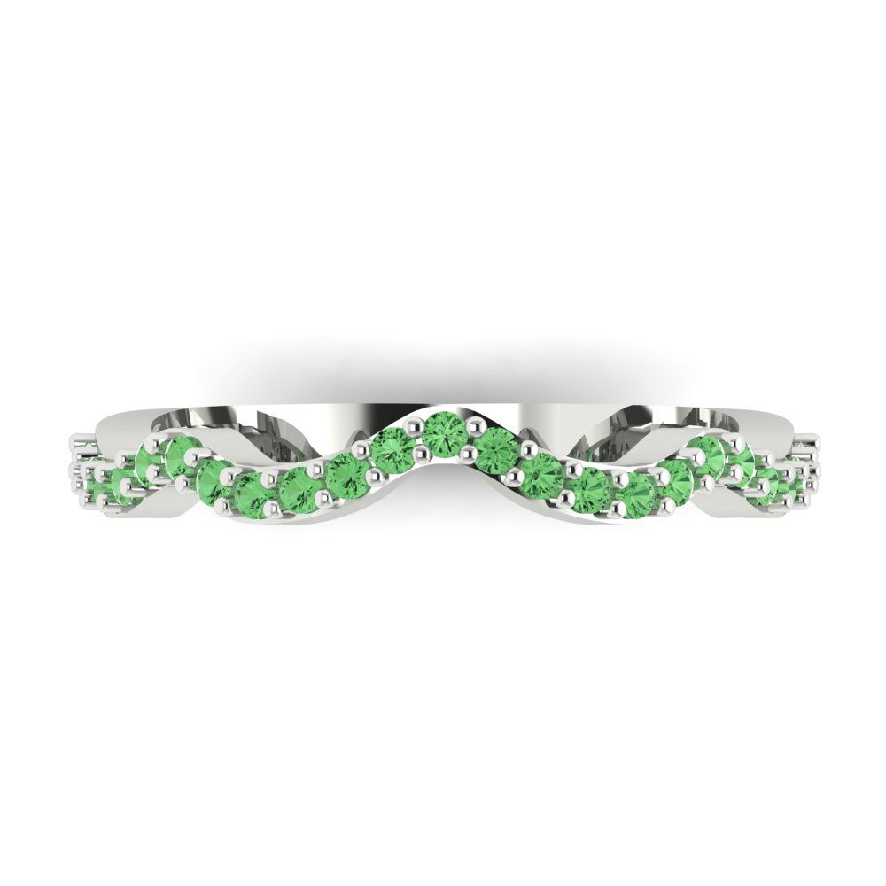 0.23 cttw Simulated Green Diamond Round Cut White Gold Eternity Wedding Band