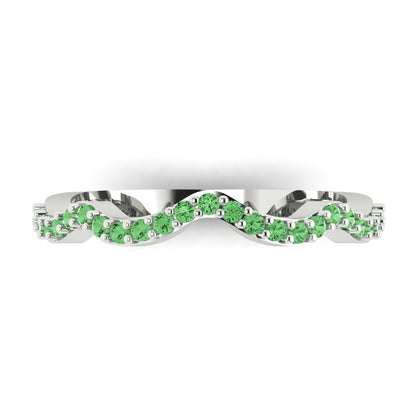 0.23 cttw Simulated Green Diamond Round Cut White Gold Eternity Wedding Band