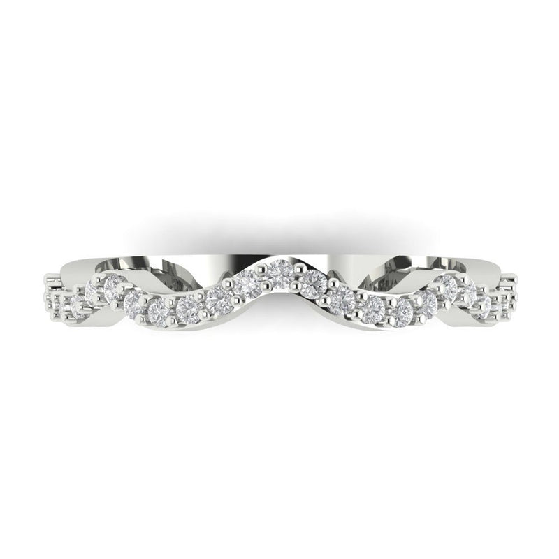 0.2 ct Brilliant Round Cut Natural Diamond Stone Clarity SI1-2 Color G-H White Gold Stackable Band