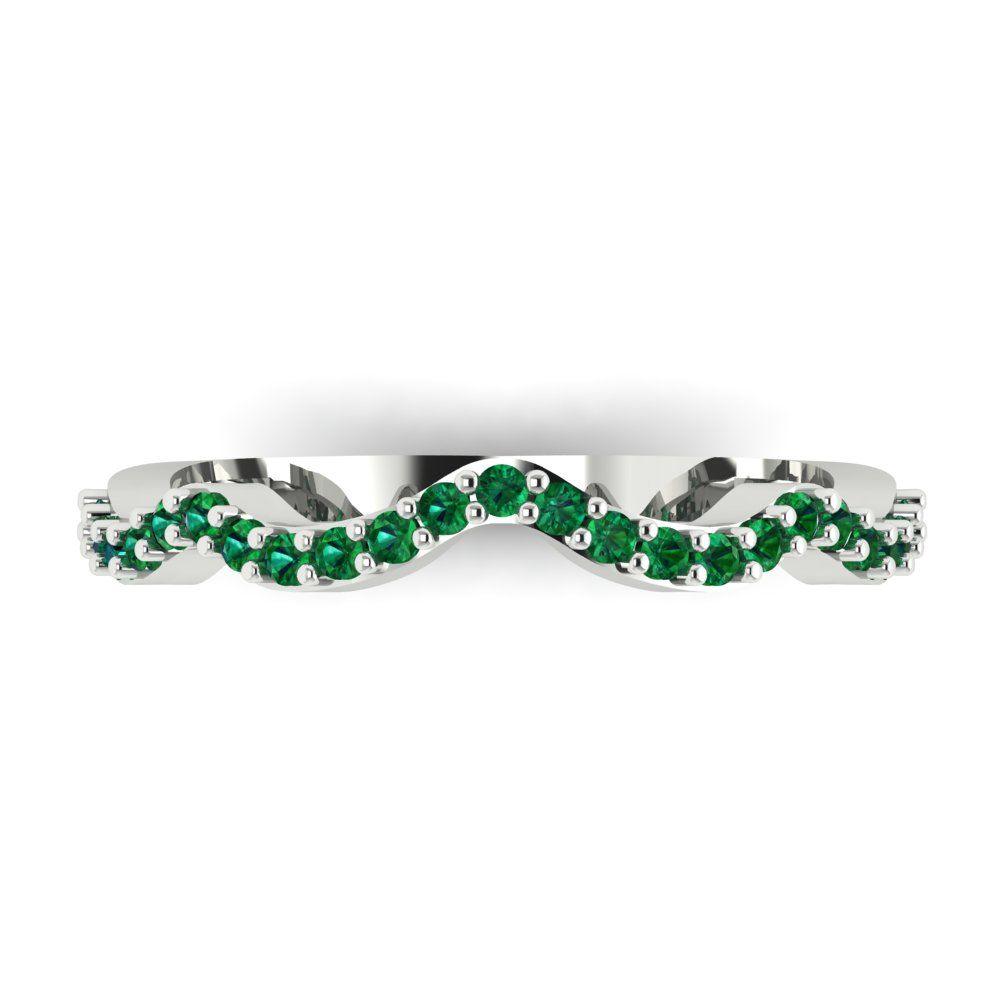 0.23 cttw Simulated Emerald Round Cut White Gold Eternity Wedding Band