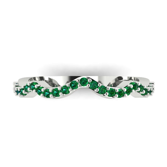 0.23 cttw Simulated Emerald Round Cut White Gold Eternity Wedding Band