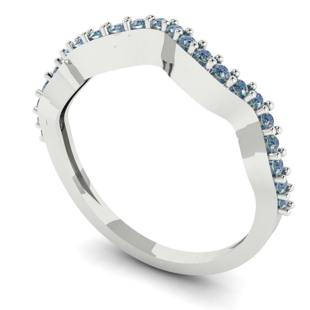 0.23 cttw Blue Moissanite Round Cut White Gold Eternity Wedding Band