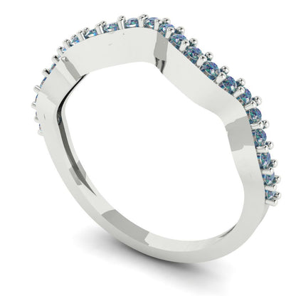 0.23 cttw Blue Moissanite Round Cut White Gold Eternity Wedding Band