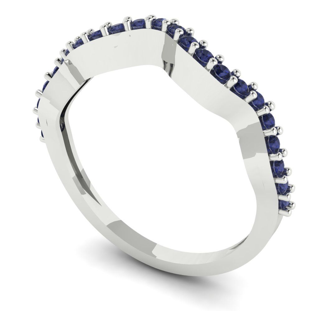 0.23 cttw Simulated Blue Sapphire Round Cut White Gold Eternity Wedding Band