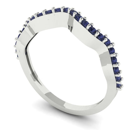 0.23 cttw Simulated Blue Sapphire Round Cut White Gold Eternity Wedding Band