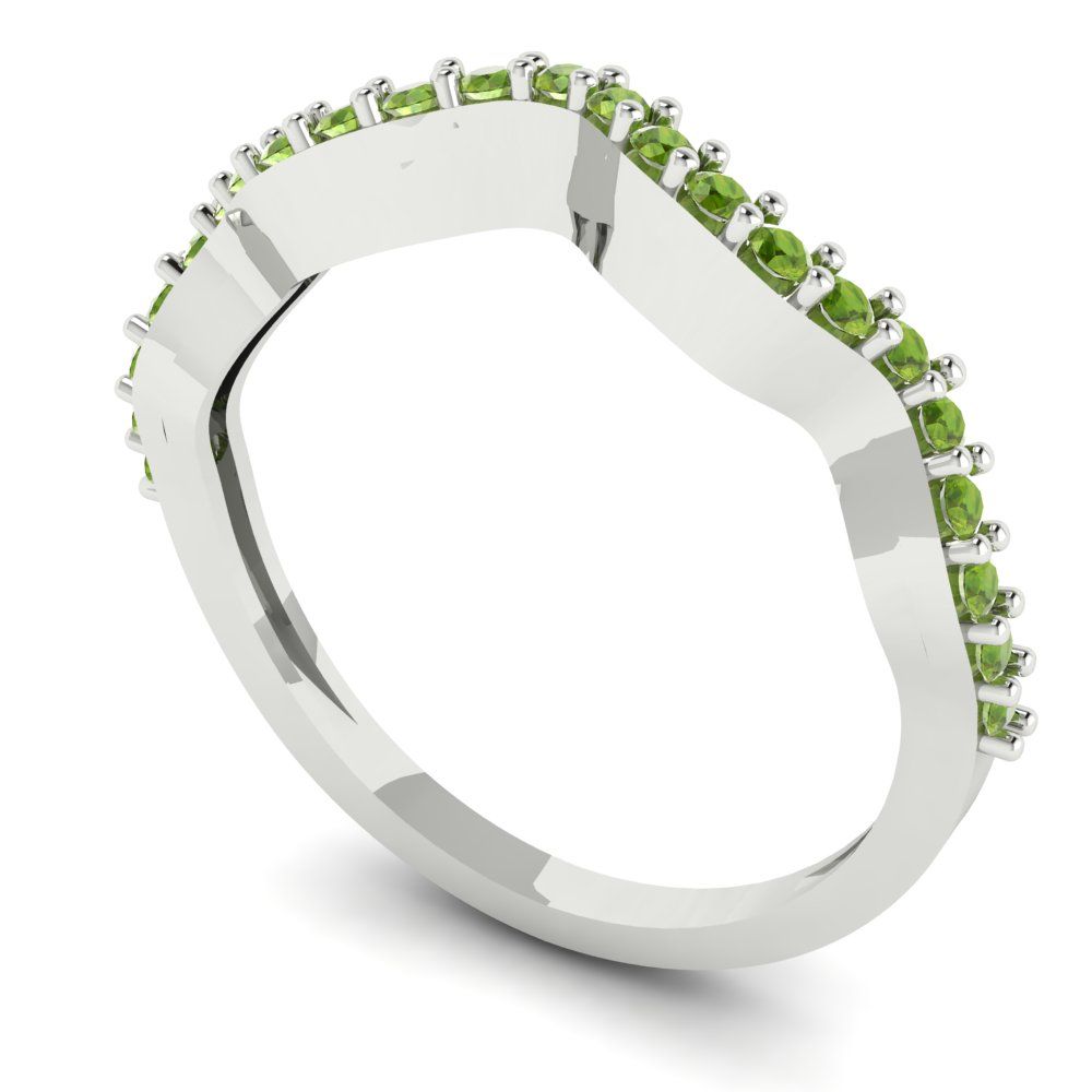 0.23 cttw Natural Peridot Round Cut White Gold Eternity Wedding Band