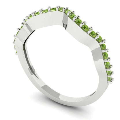 0.23 cttw Natural Peridot Round Cut White Gold Eternity Wedding Band