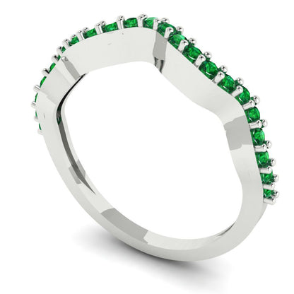0.23 cttw Simulated Emerald Round Cut White Gold Eternity Wedding Band