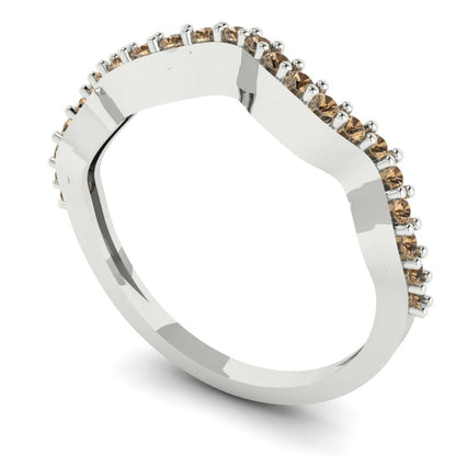 0.23 cttw Simulated Champagne Diamond Round Cut White Gold Eternity Wedding Band