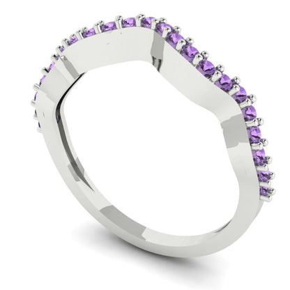 0.23 cttw Simulated Alexandrite Round Cut White Gold Eternity Wedding Band