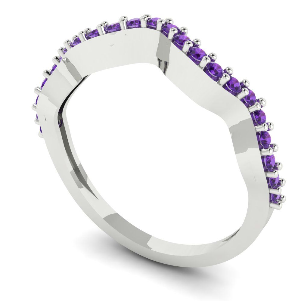 0.23 cttw Natural Amethyst Round Cut White Gold Eternity Wedding Band