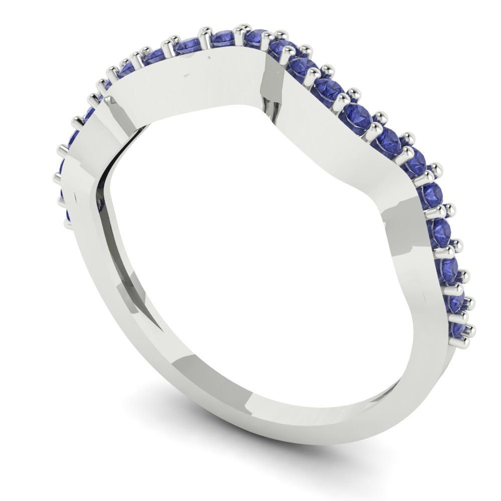 0.23 cttw Simulated Tanzanite Round Cut White Gold Eternity Wedding Band
