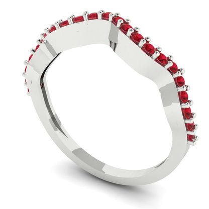 0.23 cttw Simulated Ruby Round Cut White Gold Eternity Wedding Band