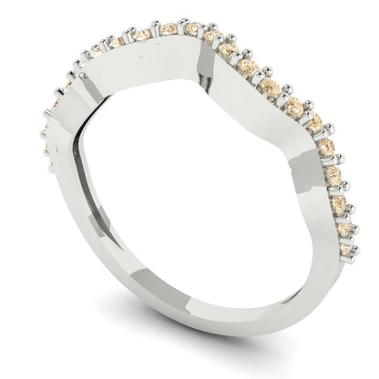 0.23 cttw Natural Morganite Round Cut White Gold Eternity Wedding Band