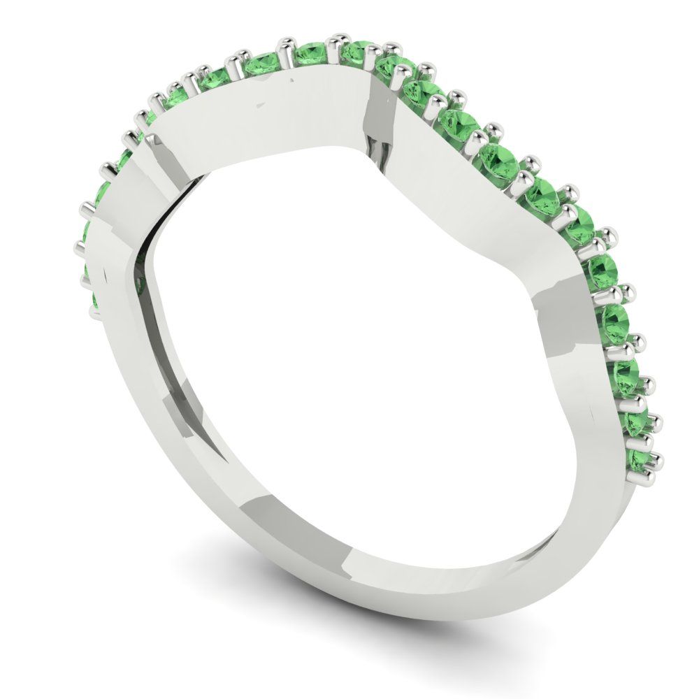 0.23 cttw Simulated Green Diamond Round Cut White Gold Eternity Wedding Band