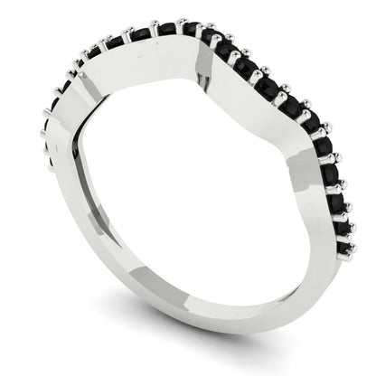 0.23 cttw Natural Onyx Round Cut White Gold Eternity Wedding Band