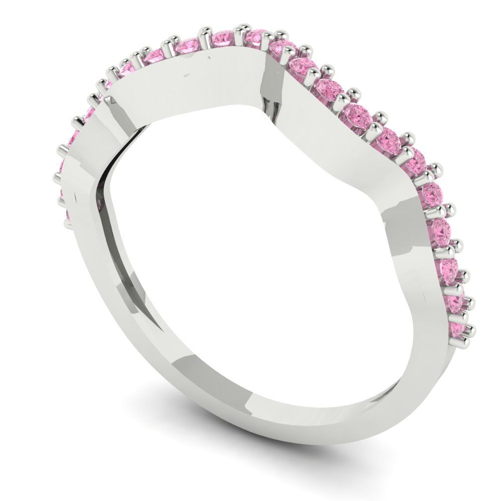 0.23 cttw Simulated Pink Diamond Round Cut White Gold Eternity Wedding Band