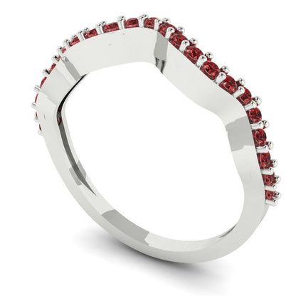 0.23 cttw Natural Garnet Round Cut White Gold Eternity Wedding Band