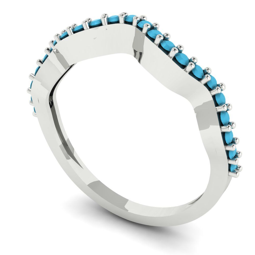 0.23 cttw Simulated Turquoise Round Cut White Gold Eternity Wedding Band