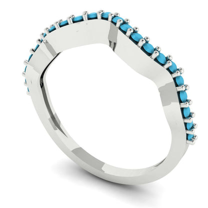 0.23 cttw Simulated Turquoise Round Cut White Gold Eternity Wedding Band