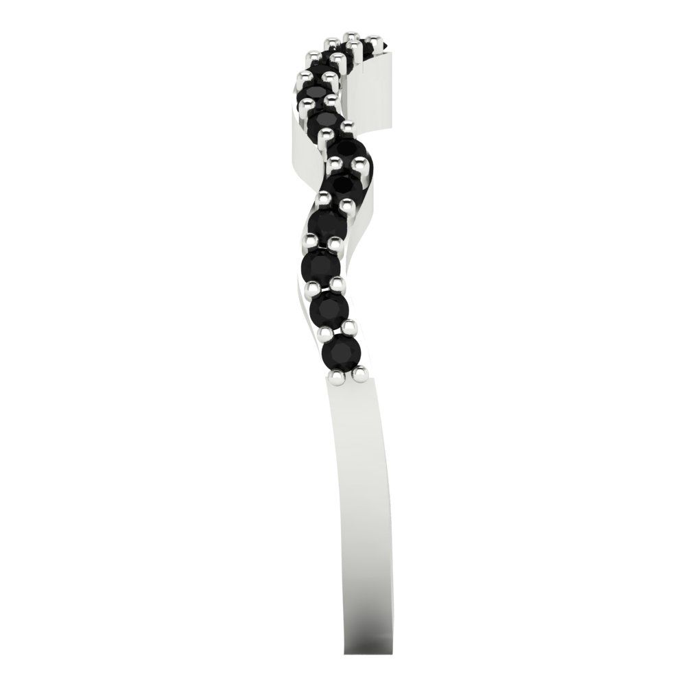 0.23 cttw Natural Onyx Round Cut White Gold Eternity Wedding Band