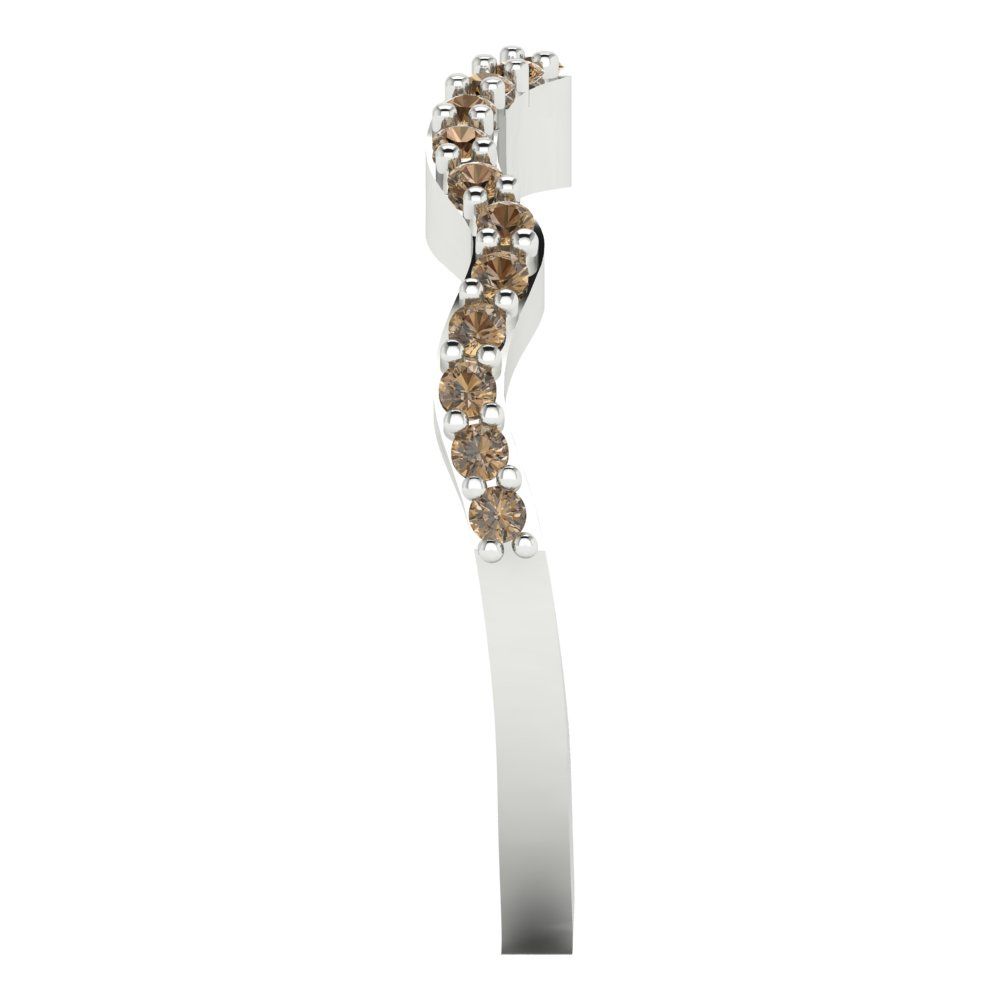 0.23 cttw Simulated Champagne Diamond Round Cut White Gold Eternity Wedding Band