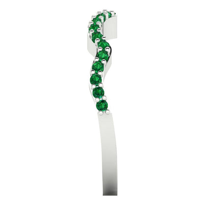 0.23 cttw Simulated Emerald Round Cut White Gold Eternity Wedding Band