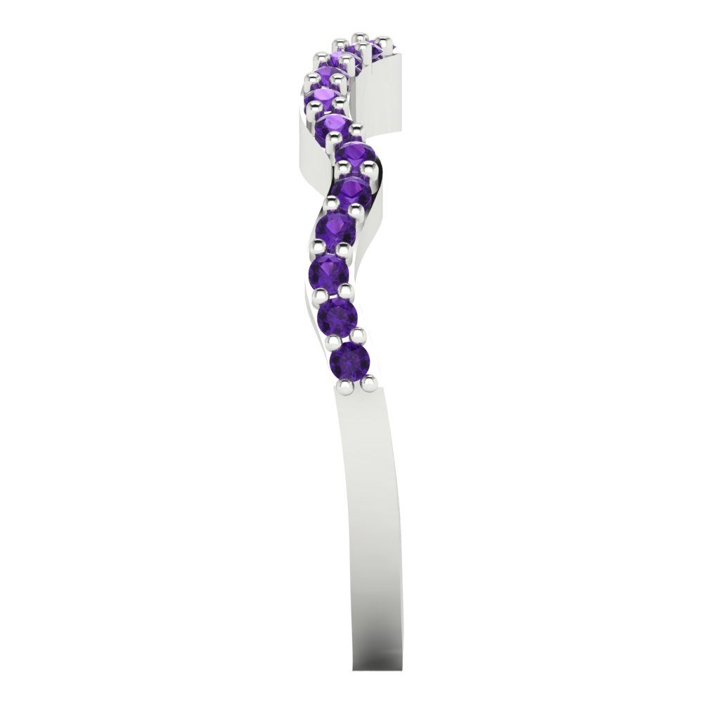 0.23 cttw Natural Amethyst Round Cut White Gold Eternity Wedding Band