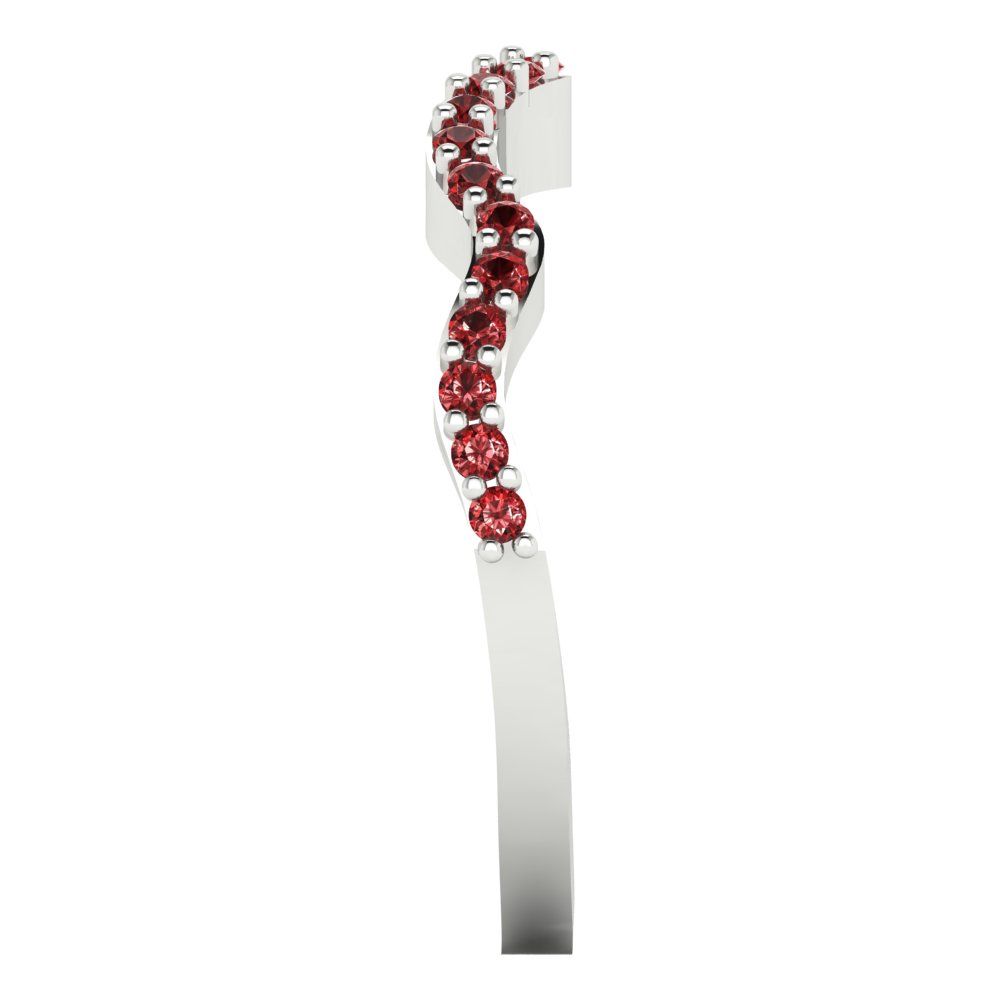 0.23 cttw Natural Garnet Round Cut White Gold Eternity Wedding Band