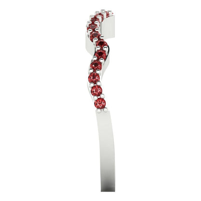 0.23 cttw Natural Garnet Round Cut White Gold Eternity Wedding Band