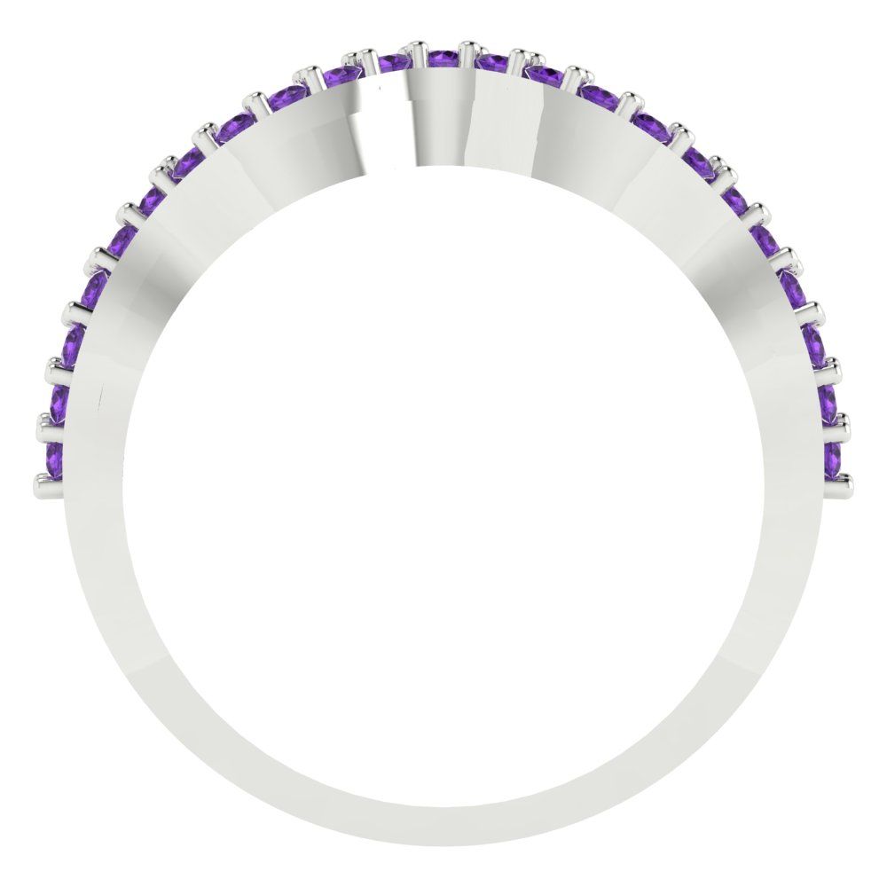 0.23 cttw Natural Amethyst Round Cut White Gold Eternity Wedding Band