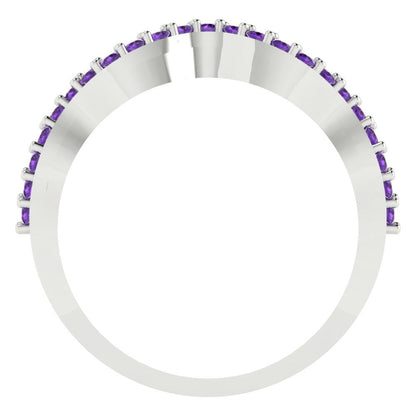 0.23 cttw Natural Amethyst Round Cut White Gold Eternity Wedding Band