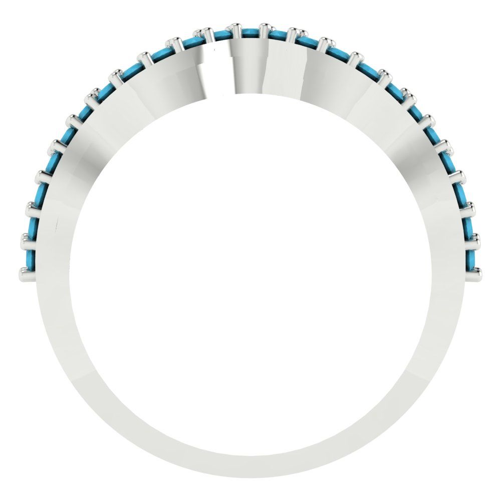 0.23 cttw Simulated Turquoise Round Cut White Gold Eternity Wedding Band