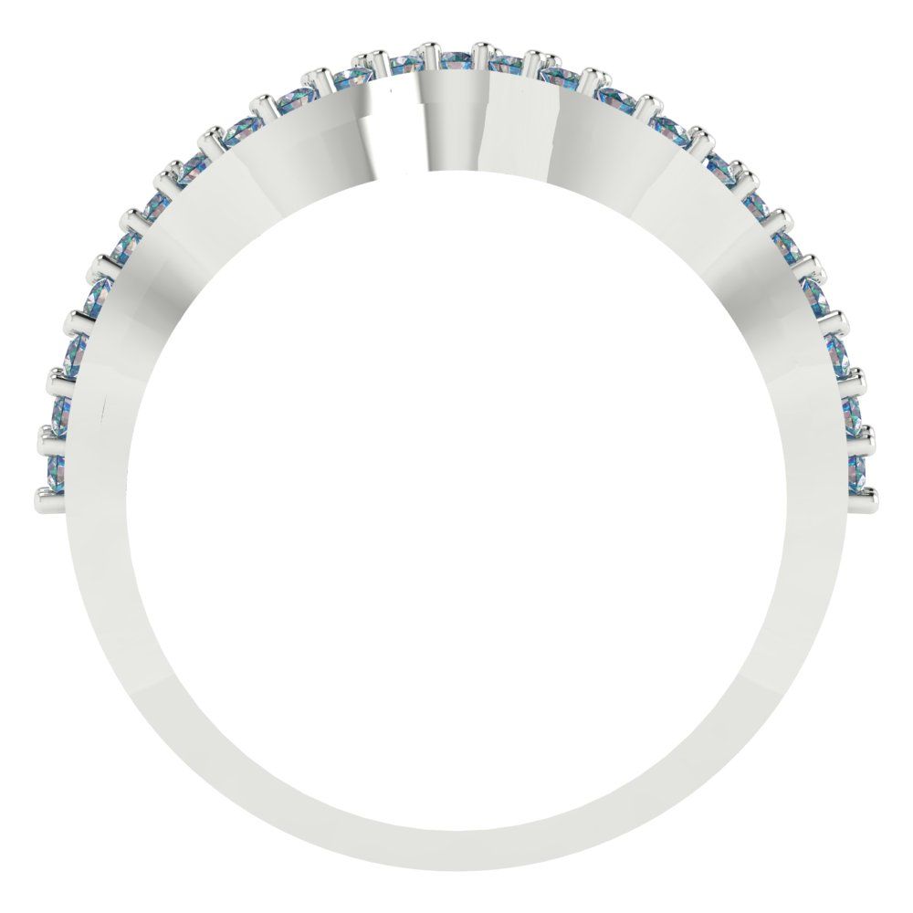 0.23 cttw Blue Moissanite Round Cut White Gold Eternity Wedding Band