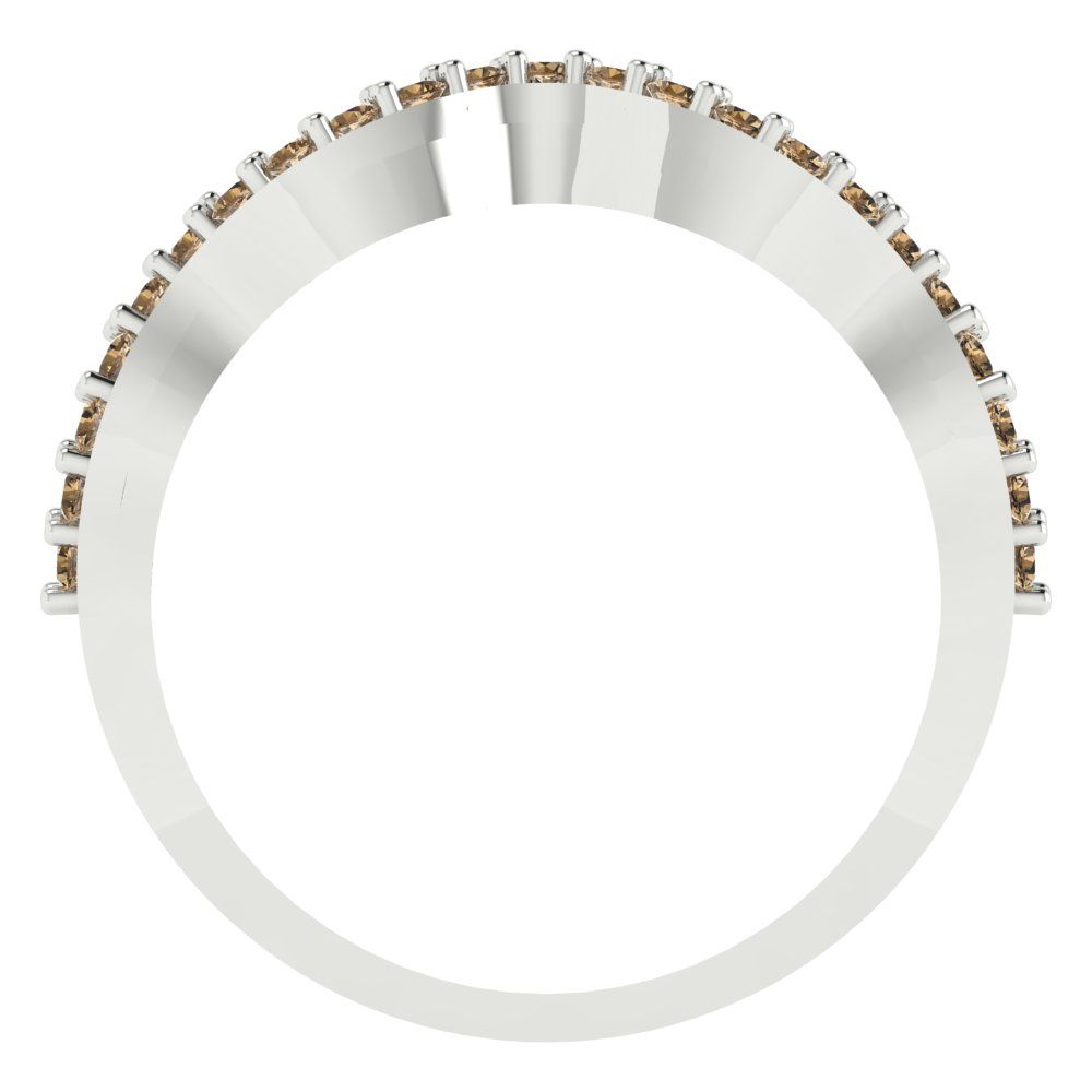 0.23 cttw Simulated Champagne Diamond Round Cut White Gold Eternity Wedding Band