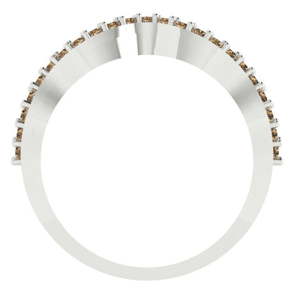 0.23 cttw Simulated Champagne Diamond Round Cut White Gold Eternity Wedding Band