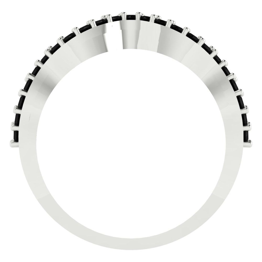 0.23 cttw Natural Onyx Round Cut White Gold Eternity Wedding Band