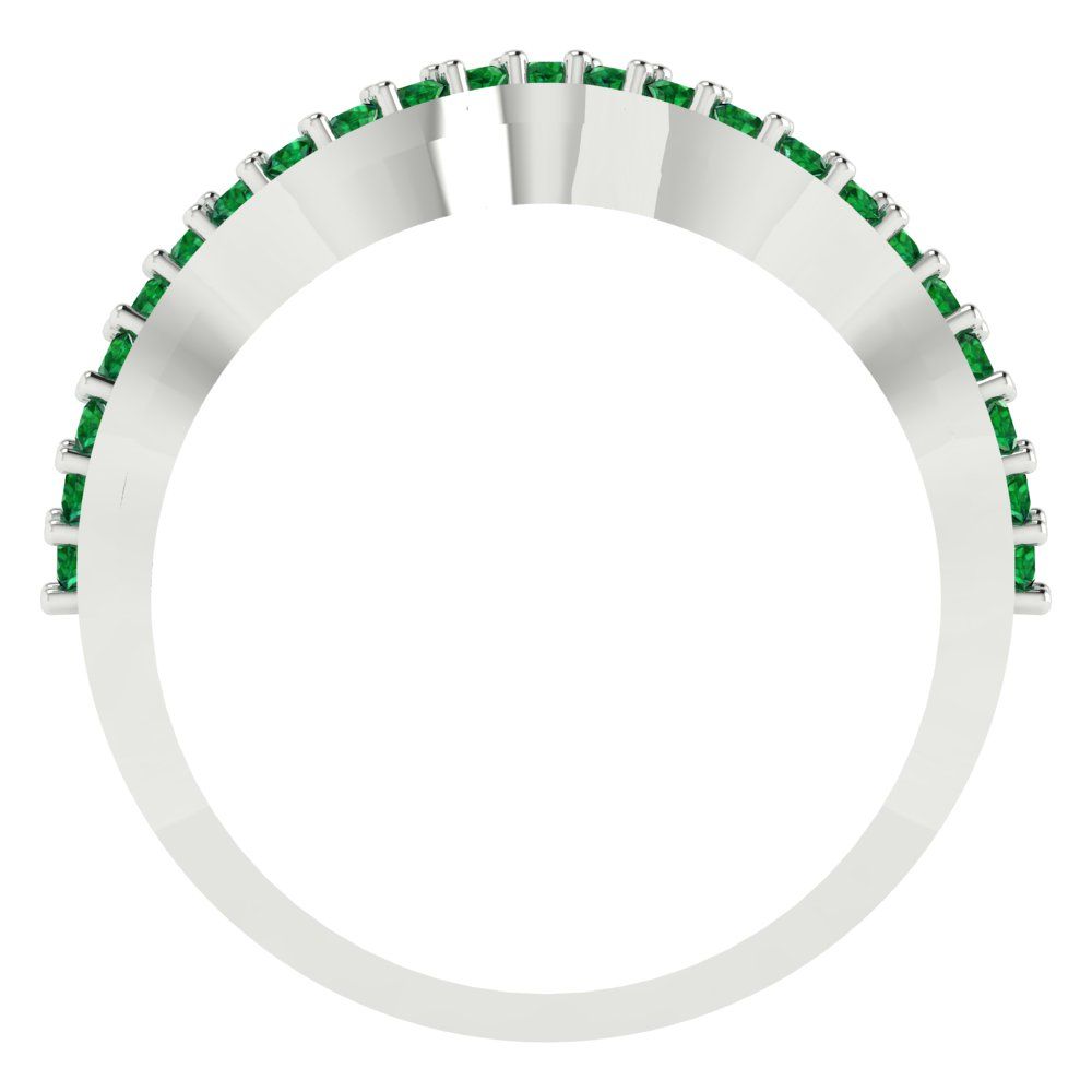 0.23 cttw Simulated Emerald Round Cut White Gold Eternity Wedding Band