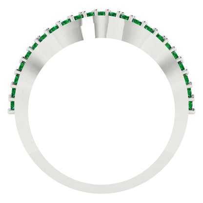 0.23 cttw Simulated Emerald Round Cut White Gold Eternity Wedding Band