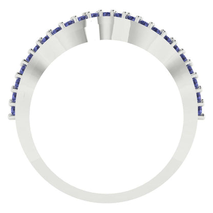 0.23 cttw Simulated Tanzanite Round Cut White Gold Eternity Wedding Band