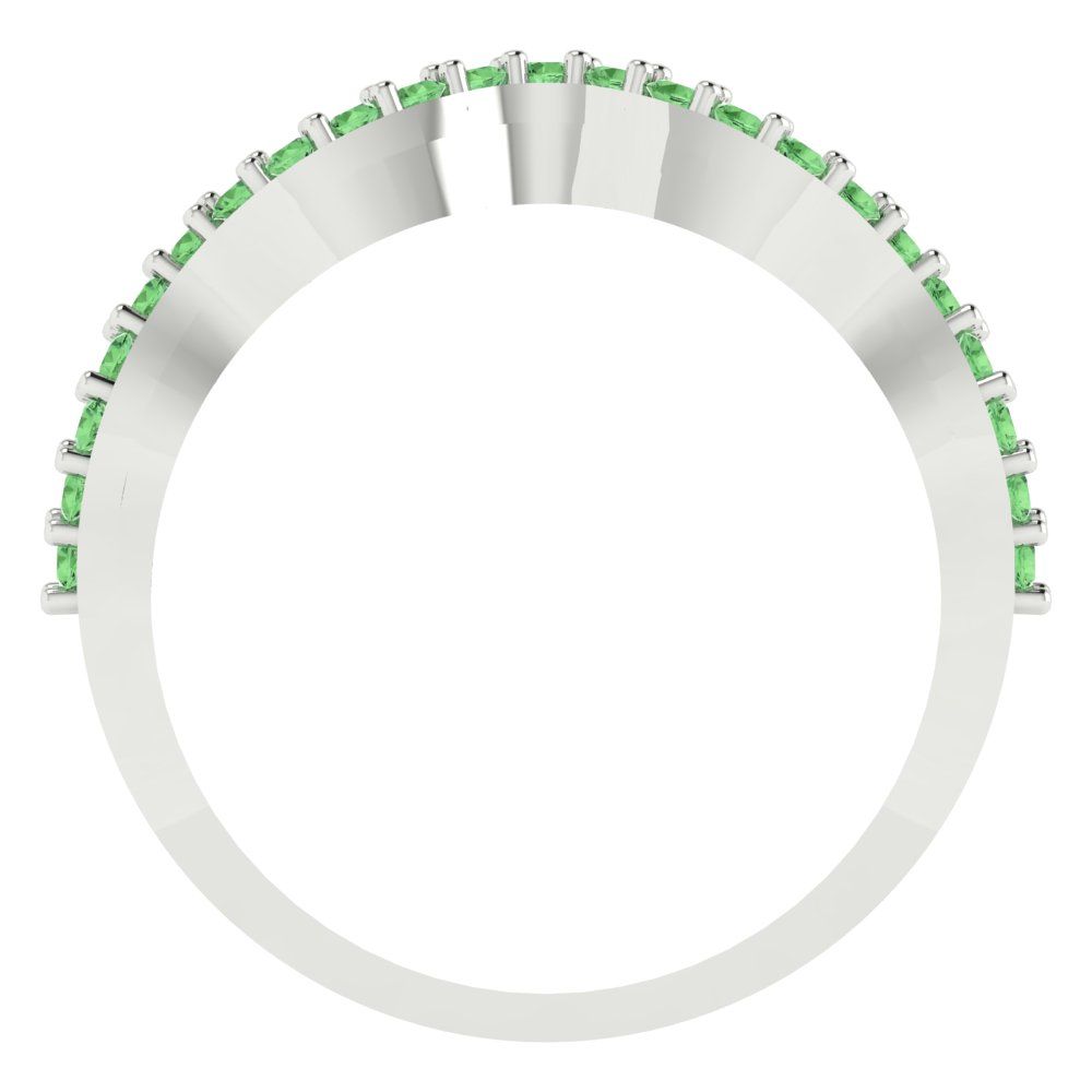 0.23 cttw Simulated Green Diamond Round Cut White Gold Eternity Wedding Band